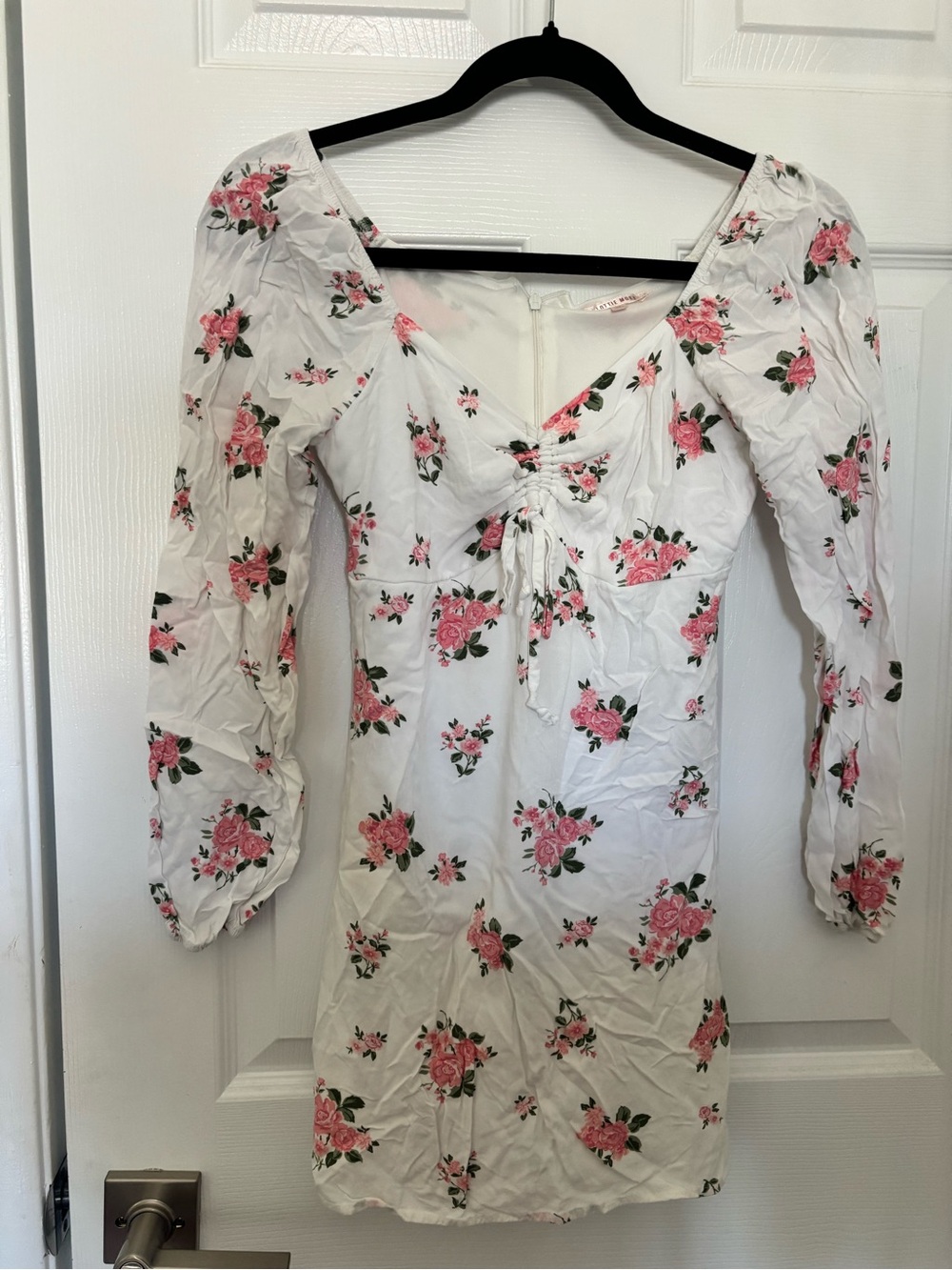 Pacsun Women's White Floral Tie-Front Mini Dress